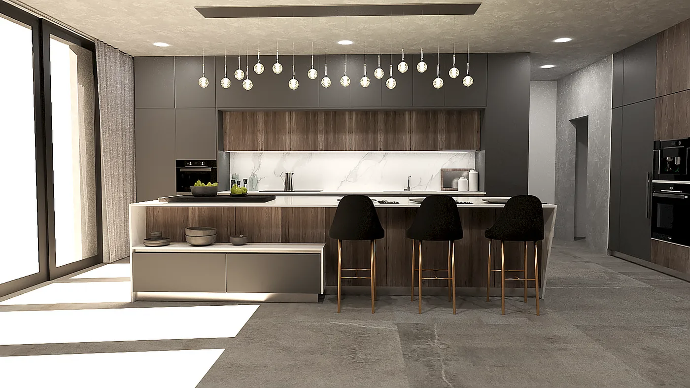 Kitchen design rendering by GodSky Design