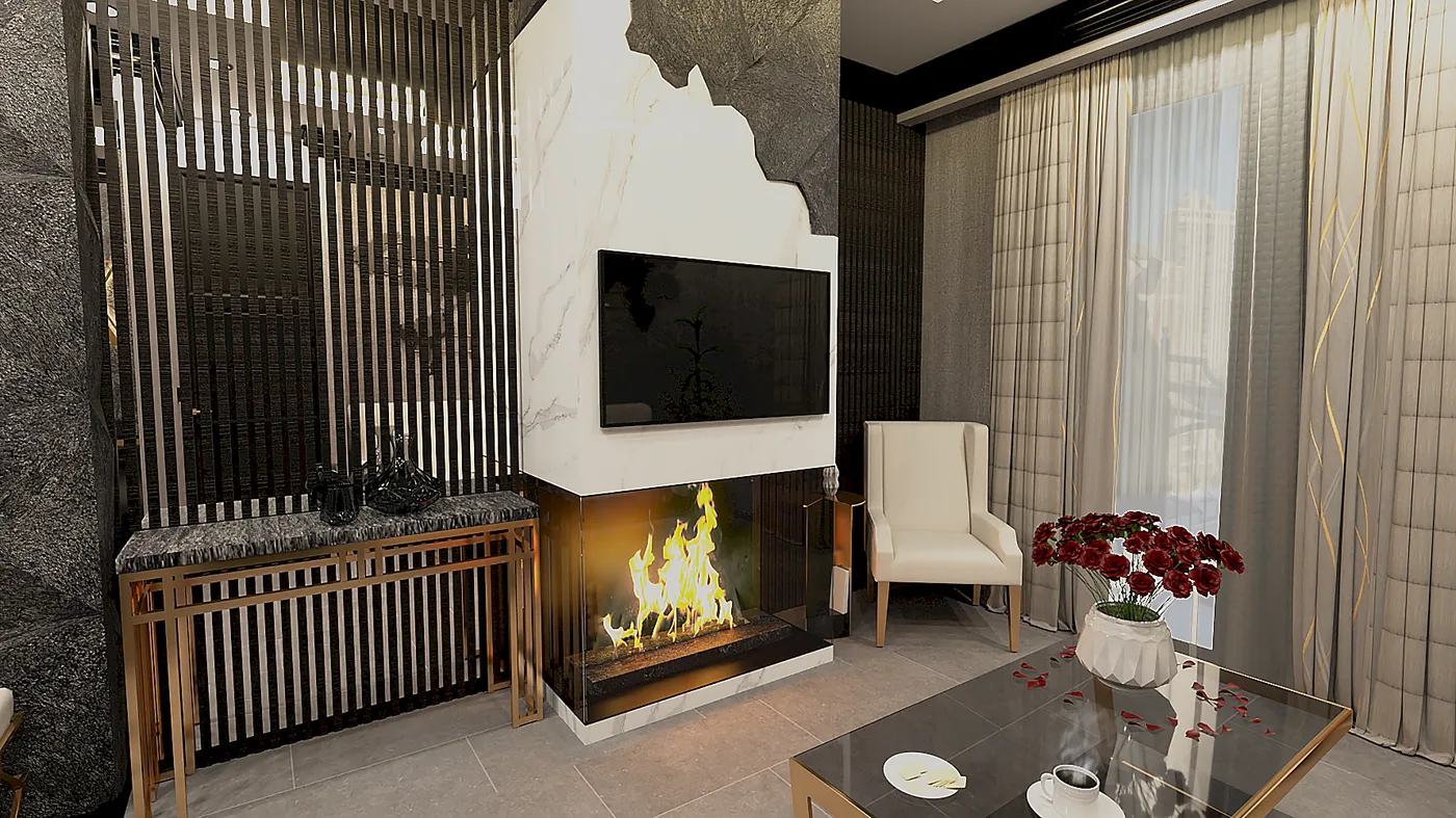 Living room design rendering by GodSky Design
